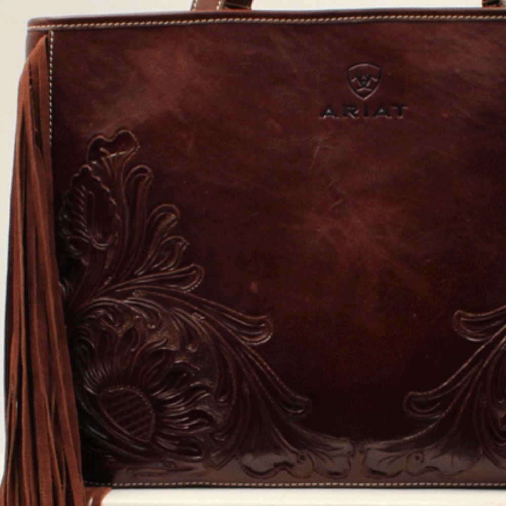 Ariat Rich Brown Floral Leather Women Tote bag